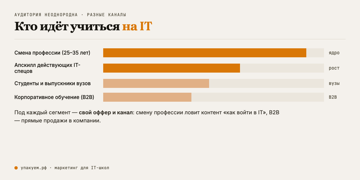 Аудитория IT-школы по сегментам